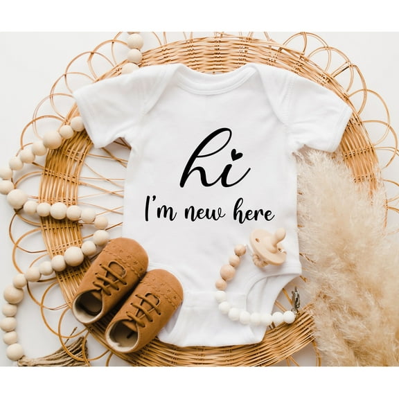 Baby Girl Coming Home Onesie , I'M New Here Baby Outfit, Newborn Baby Girl Clothes Hello World Shirt, Pregnancy Announcement Onesie Cute and Cool Baby Bodysuit, BABY BODYSUIT LAT 4424