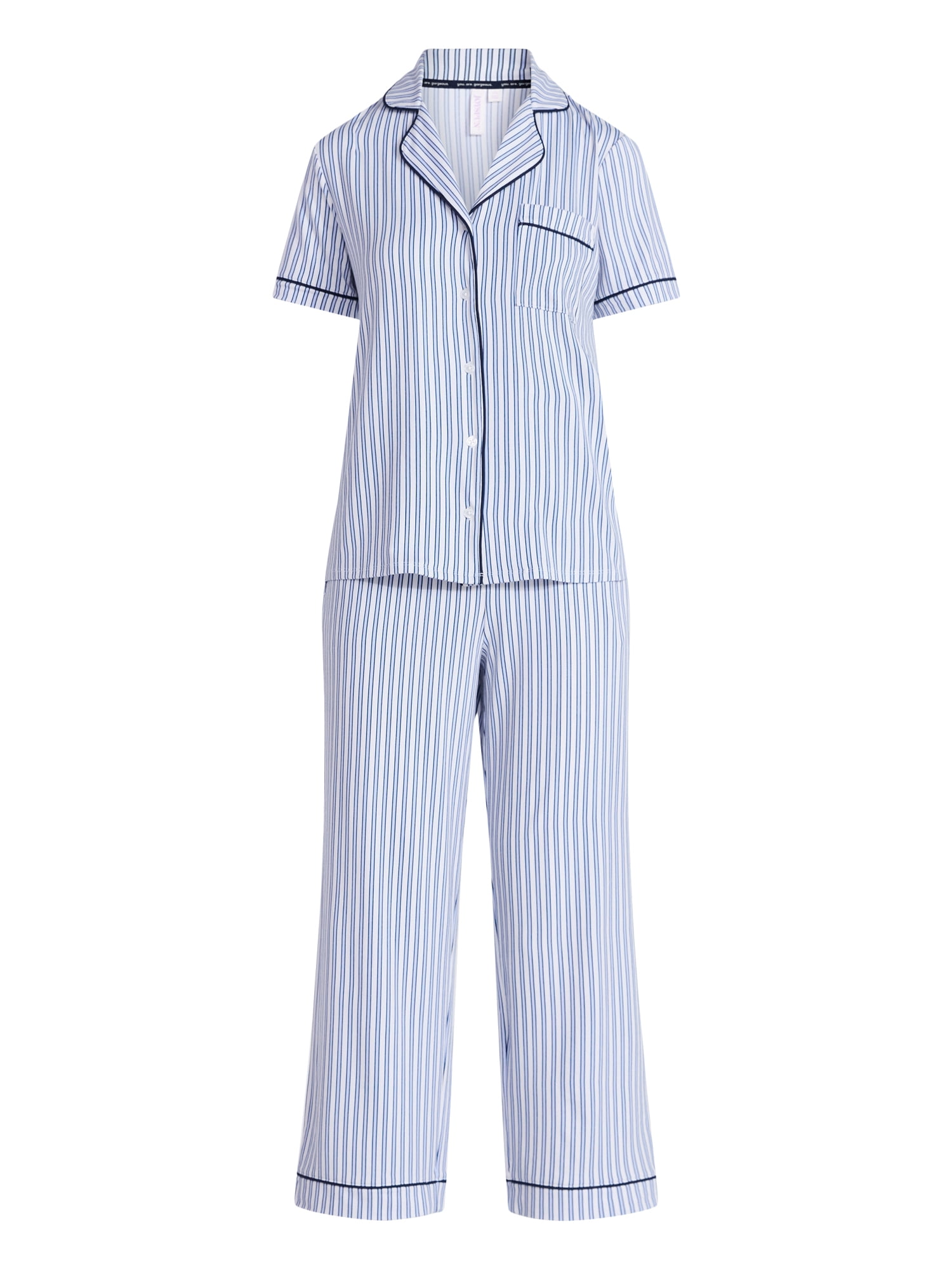 Joyspun Women's Dreamy Soft Collection Notch Collar Top and Capri Pants Pajama Set, 2-Piece, Sizes XS-3X