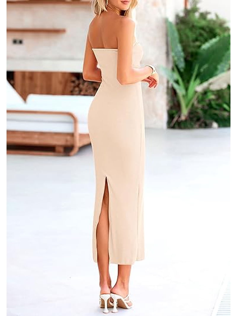 PRETTYGARDEN Women's Bodycon Long Dresses Summer Strapless Tube Twist Knot Front Ribbed Knit Maxi Cocktail Dress with Slit - Walmart.com PRETTYGARDEN Women's Bodycon Long Dresses Summer Strapless Tube Twist Knot Front Ribbed Knit Maxi Cocktail Dress with Slit - Walmart.com