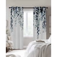 thumbnail image 2 of Blue Teal Eucalyptus Blackout Curtains for Bedroom - 84 Inch Long Light Blocking 2 Panels Set, Weeping Botanical Leaf Watercolor Thermal Insulated Living Room Drapes Grommet Window Curtains 52"x84", 2 of 8