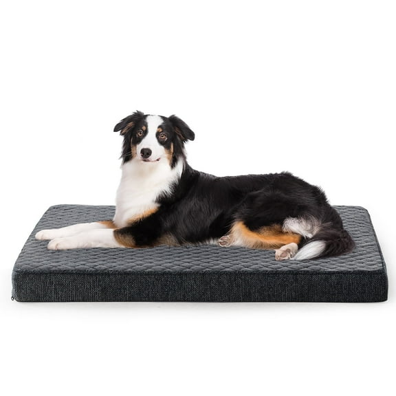 Siooko Orthopedic Dog Beds, Large Dog Beds, Waterproof Removable Washable Cover, Thick Egg Crate Foam Pet Mattress, Supports Up to 50 lbs, Gray, 35"x22"x3.5"