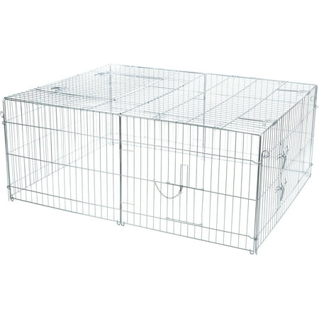 TRIXIE Enclosed Outdoor 34 cu. Ft. Galvanized Metal Small Animal Cage with 5 Doors Silver