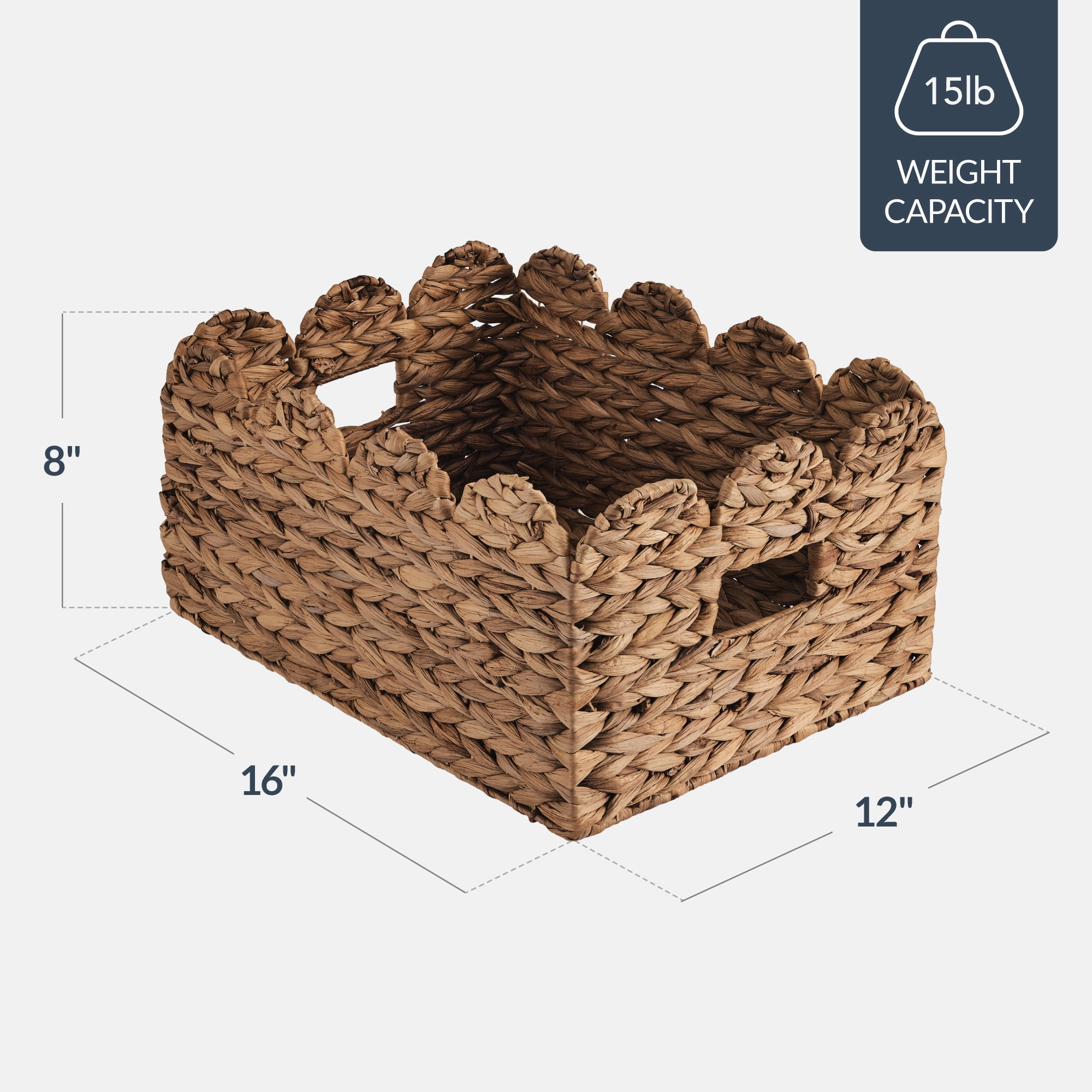 Best Choice Products 16x12 Scalloped Shelf Baskets, Woven Storage Bins, 2 Pack - Chestnut
