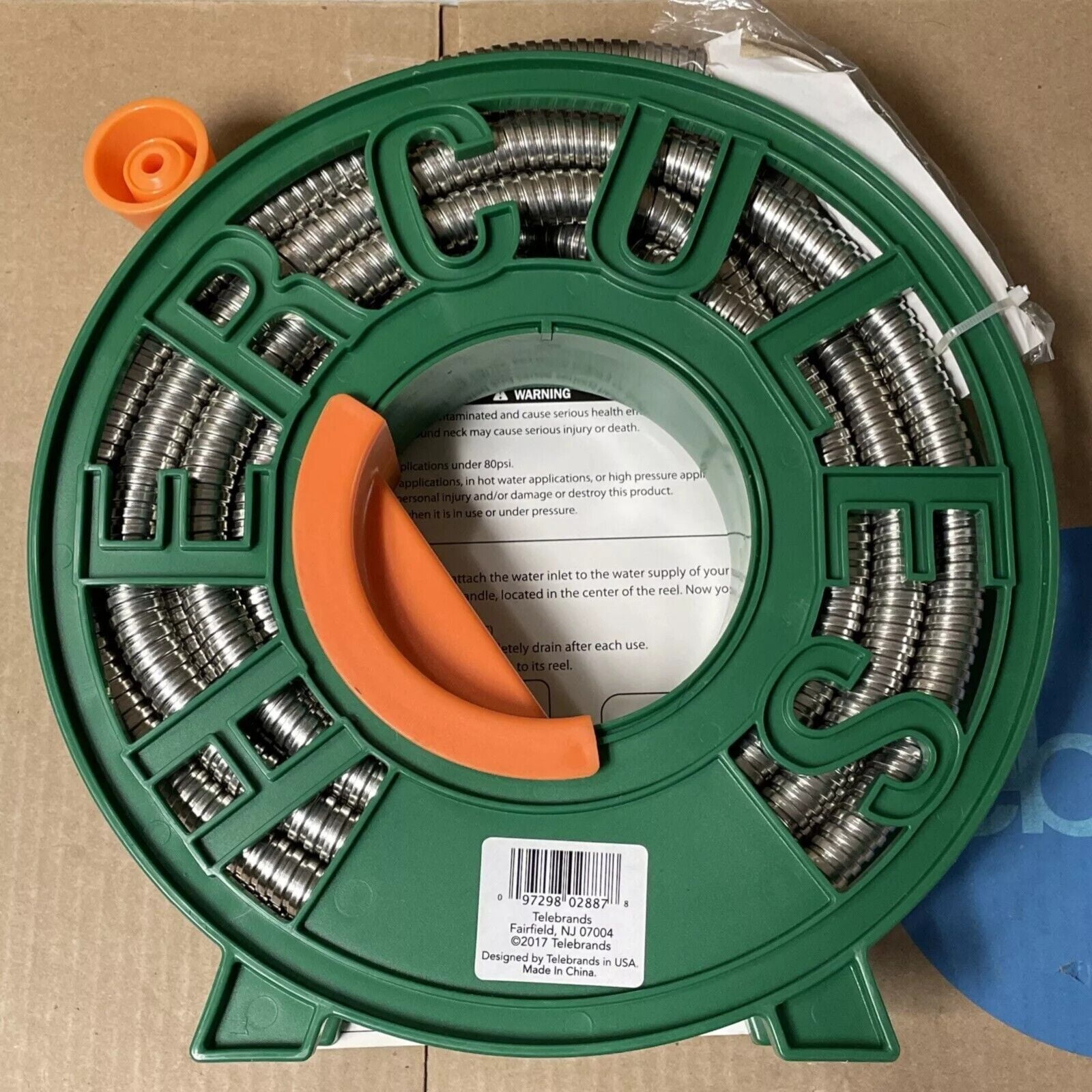 2 Pocket Hose 25 ft Hercules Garden Hose- Wind Up Reel Included- Stainless Steel