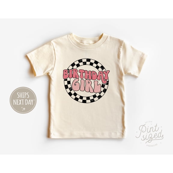 Retro Checkered Birthday Girl Toddler Shirt, Cute Girls Kids Shirt, Birthday Girl Toddler Tee TODDLER SHORT SLEEVE TEE BELLA CANVAS 3001T