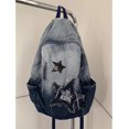 thumbnail image 4 of Mochila estética de mezclilla para mujer Y2k Mochila informal de mezclilla gótica Mochila clásica vintage de viaje (estrella), 4 of 5