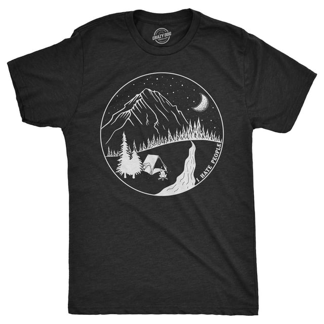T-shirt pour Hommes « I Hate People Camping » Drôle Sarcastique Joyeux Campeur Cadeau Randonnée (Heather Black) - m