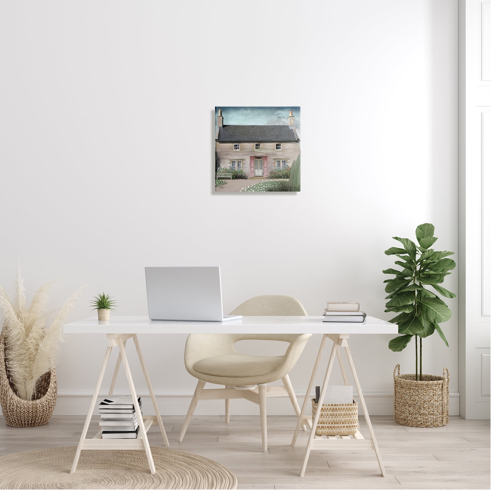 Stupell Industries Peaceful Rural Cottage House Blooming Flower Buds Graphic Art Gallery Wrapped Canvas Print Wall Art, Design by Elizabeth Medley