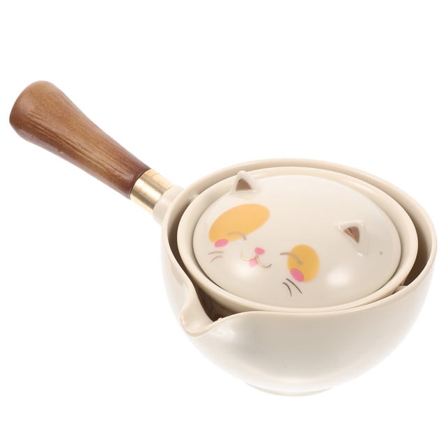 ORDDIART Heat Resistant Teapot Cat Pattern Tea Brewing Kettle for Home 1Pcs