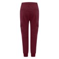 thumbnail image 7 of Edvintorg Cargo Pants Womens Fashion Streetwear Women Plus Size Pants with Drawstring Casual Solid Elastic Waist Pocket Loose Pants Trousers Women Wine L, 7 of 7