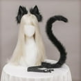 thumbnail image 3 of Paquete de 2 diademas con de gato de imitación, conjunto de cola de felpa, disfraz de Carnaval y Halloween para mujer, do de Negro Baoblaze Traje de juego de cosplay, 3 of 7