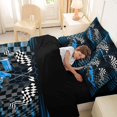 thumbnail image 5 of Manfei Speed Car 7-Piece Twin Bedding,Checkerboard Flag Bedding Comforter Set,Blue,Black Reversible, 5 of 7