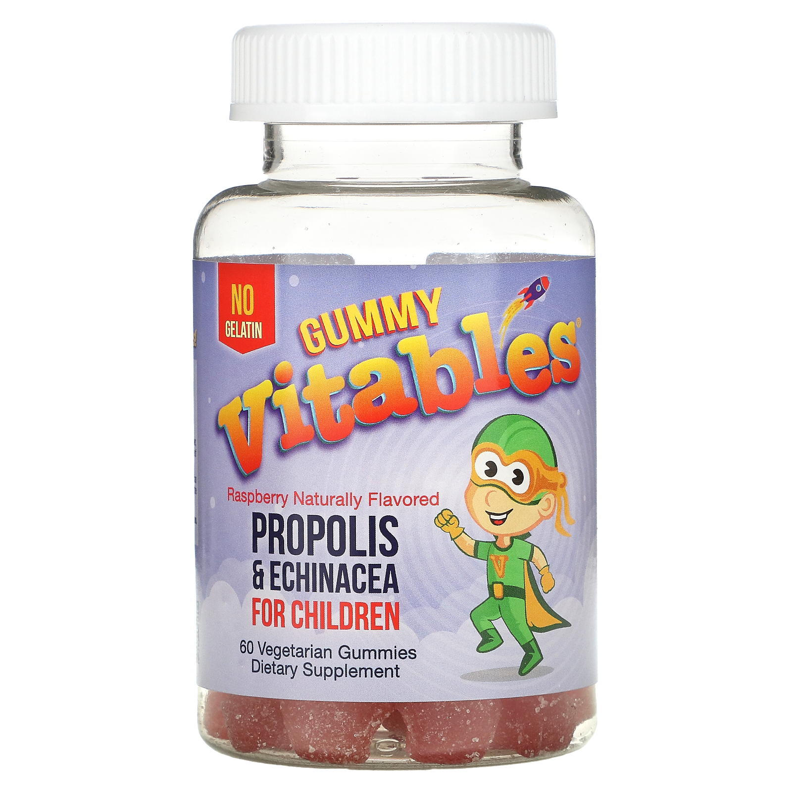Gummy Propolis & Echinacea for Children, Free Gelatin, Raspberry, 60