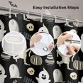 thumbnail image 4 of Halloween Shower Curtain, Black Cute Ghost Pumpkins Mummy Bath Curtain for Bathroom Decor Waterproof Polyester Fabric 72 x 72 Inches Set with Hooks, 4 of 6