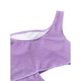 thumbnail image 6 of Seyurigaoka Women's Summer Sleeveless Monokini Beach Swimsuit, Solid Color Single Shoulder Hollow-Out Bathing Bodysuit, 6 of 8