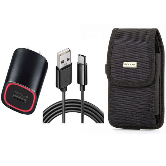 Case Belt Clip & Home Charger for iPhone 15 Pro Max - Swivel Holster Rugged Cover and Fast 18W USB Cable 6ft TYpe-C Power O1O for iPhone 15 Pro Max (6.7")