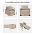 thumbnail image 6 of YIKEMA 4-in-1 Convertible Sleeper Chair Bed, 84 Inch Extra Long Pull Out Sofa for Tall Guests, Adjustable Backrest Lounge with Side Storage & Metal Frame, 500 lbs Capacity, Light Brown, 6 of 8