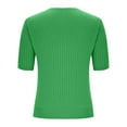 thumbnail image 4 of Ribbed Knitted Tops For Women V-Neck Short Sleeve Shirts Plain Basic T-Shirt Causal Elegant Shirts Summer Tops 2025 Trendcy Tee, 4 of 5