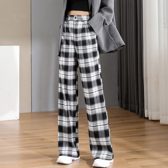 Pantalones rectos elegantes para oficina para mujer, pantalones Vintage altos para mujer, pantalones holgados coreanos 2023 de pierna ancha para primavera/verano/otoño para mujer Tan Jianjun unisex