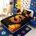 thumbnail image 5 of Meiyoeat Basketball Letter S Twin Sheets 3pcs,Sport Graffiti Splash Bedding,Black Orange,1 Fitted Sheet,1 Flat Sheet and 1 Pillowcase, 5 of 6