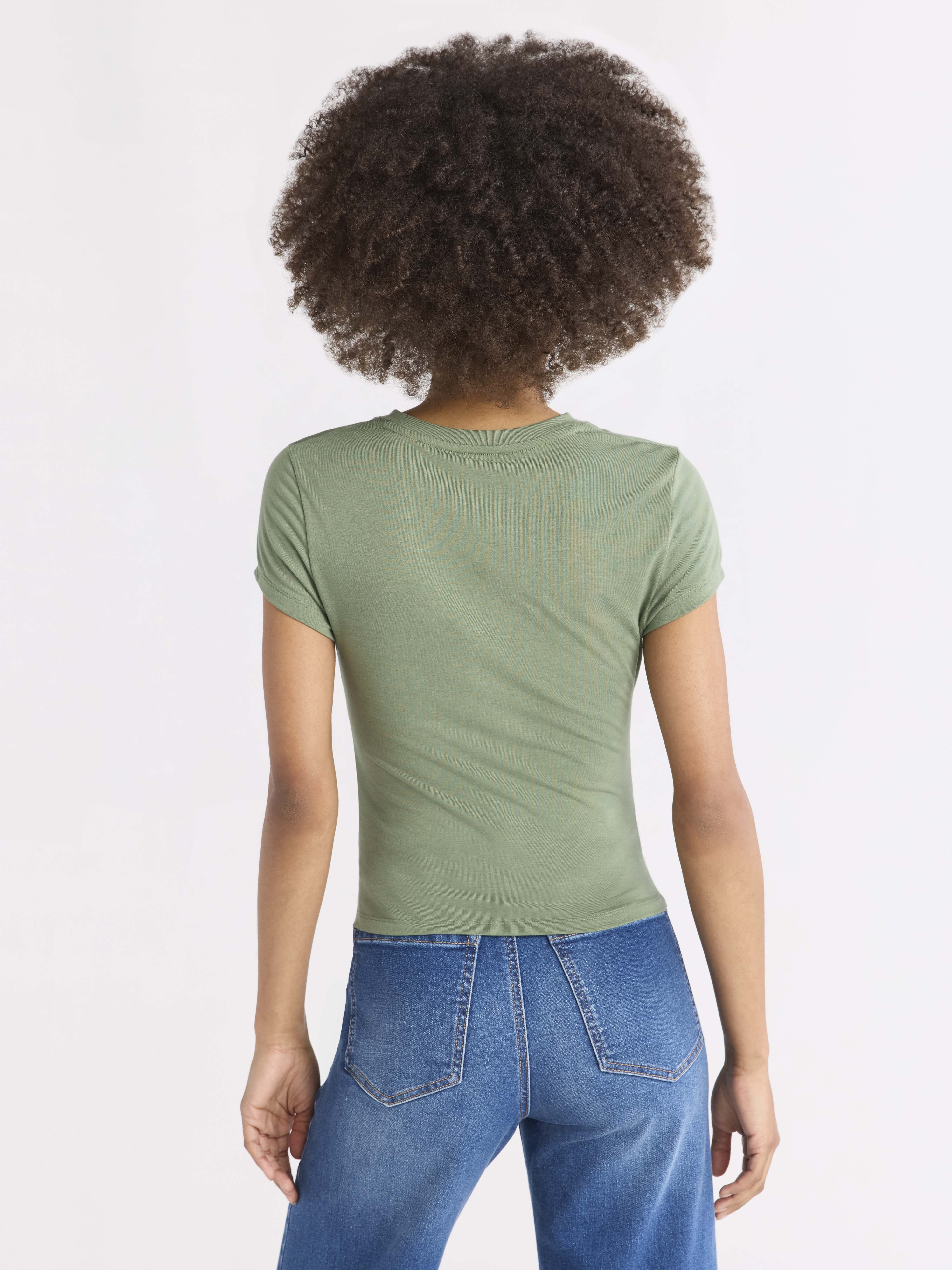 Sofia Jeans Women's and Women's Plus Ruched Side Tee with Short Sleeves, XS-4X