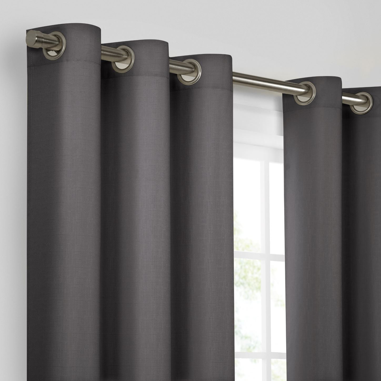 Eclipse Kendall Grommet Blackout Curtains, 84 In Long x 42 In Wide, Charcoal