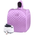 thumbnail image 3 of Sauna de vapor portátil, tienda de sauna personal plegable con control remoto, caja de baño de fumigación para el hogar, interior, enchufe de EE. UU., 110 V, color morado claro, 3 of 12