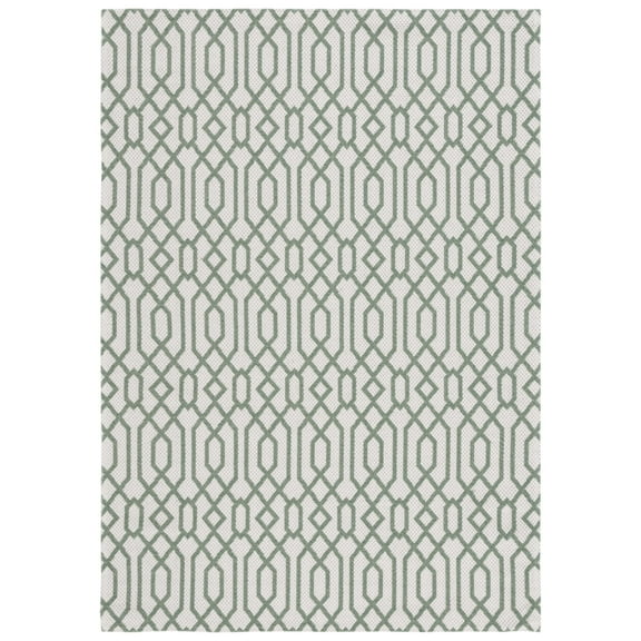 SAFAVIEH Martha Stewart Cotton Geometric Area Rug, Green/Ivory, 5' x 7'