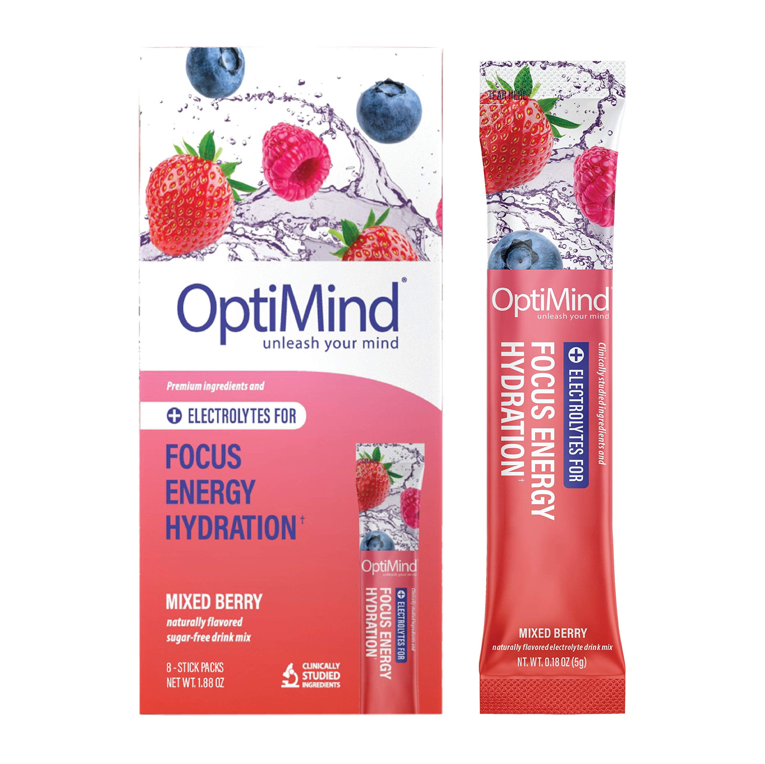 OptiMind Focus + Energy SugarFree, Electrolyte Water Enhancer with