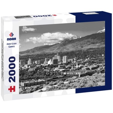 Noah Jigsaw Puzzle Downtown Reno skyline, Nevada, with hotels, casinos and the surrounding High Eastern Sierra foothills in black white 2000 pieces