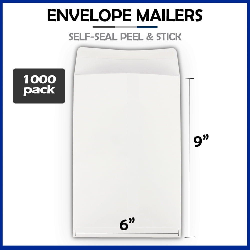 EcoSwift Brand Premium Self-Seal Paper Envelope 6 in. x 9 in., Solid White, 1000-Pack
