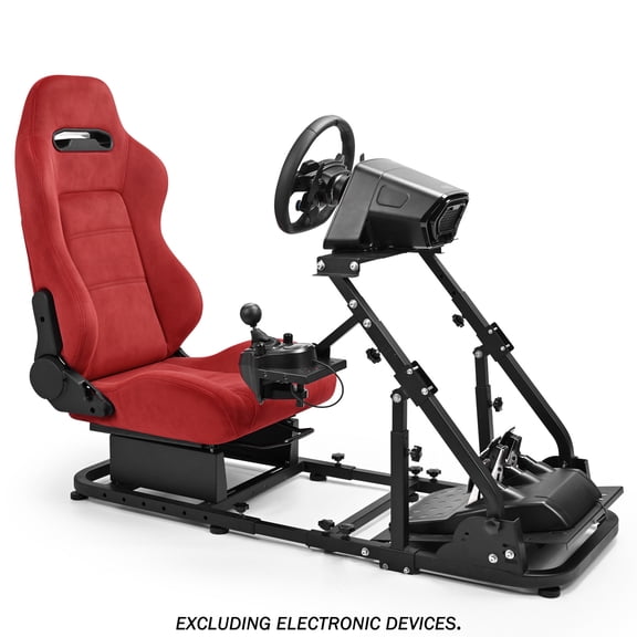 Supllueer Racing Simulator Cockpit With Adjustable Red Suede Seat Fits Logitech G920 Thrustmaster.Excluding electronic devices