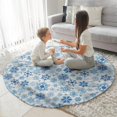 thumbnail image 3 of Blue Christmas Snowflake Pattern Round Blanket,Comfortable Soft Flannel Throw Blanket,All Season,Warm Lightweight Blankets for Sofa Bed Couch Living Room Chair 47"x47", 3 of 5