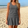 thumbnail image 3 of Womens Tankini Bathing Suit 2 Piece Swimwear with Sleeveless Tank Top and Flared Swim Skirt Modest Tummy Control Swimwear, 2XL, 3 of 7