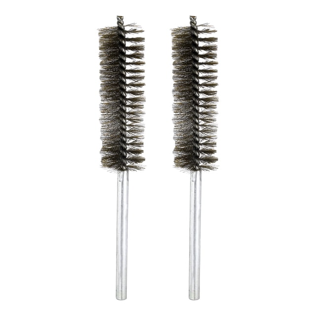 Juego de 2 cepillos limpiadores de tubos de 1.18 pulgadas con cerdas de acero inoxidable y mango ergonómico para botellas, popotes, tubos, teclados, plata