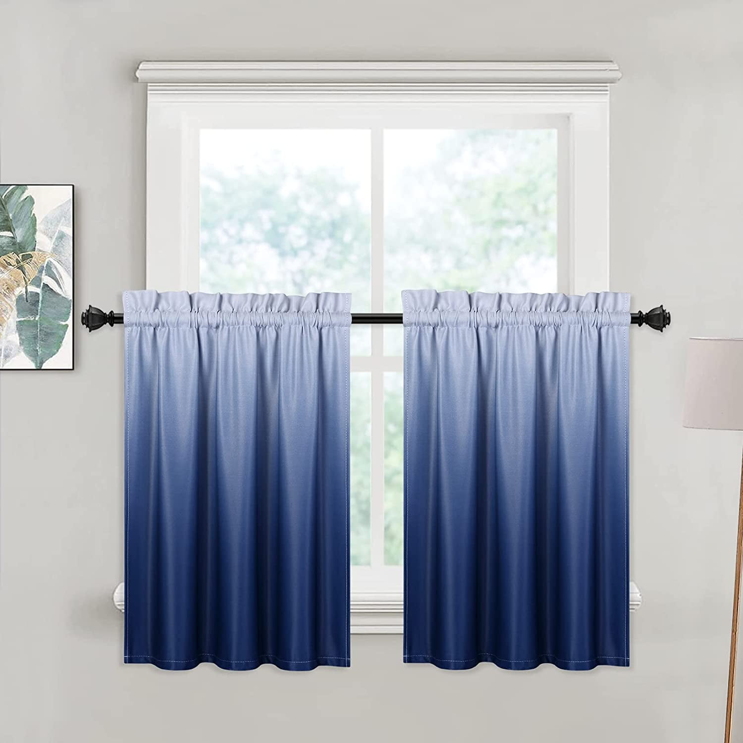 Eastvita Tier Curtains For Kitchen Ombre Blackout Short Curtain For ...