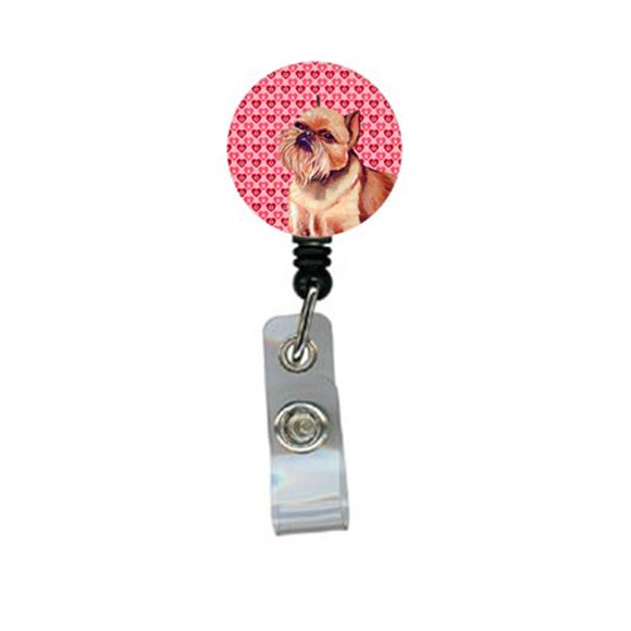Brussels Griffon Valentines Love and Hearts Retractable Badge Reel or ID Holder with Clip