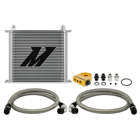 Mishimoto Universal Thermostatic Oil Cooler Kit, 34-Row, Silver