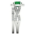 thumbnail image 3 of Clara Pucci 14K White Gold 1.795 Simulated Emerald Engraveable Engagement Ring + Wedding Band Set, 3 of 7