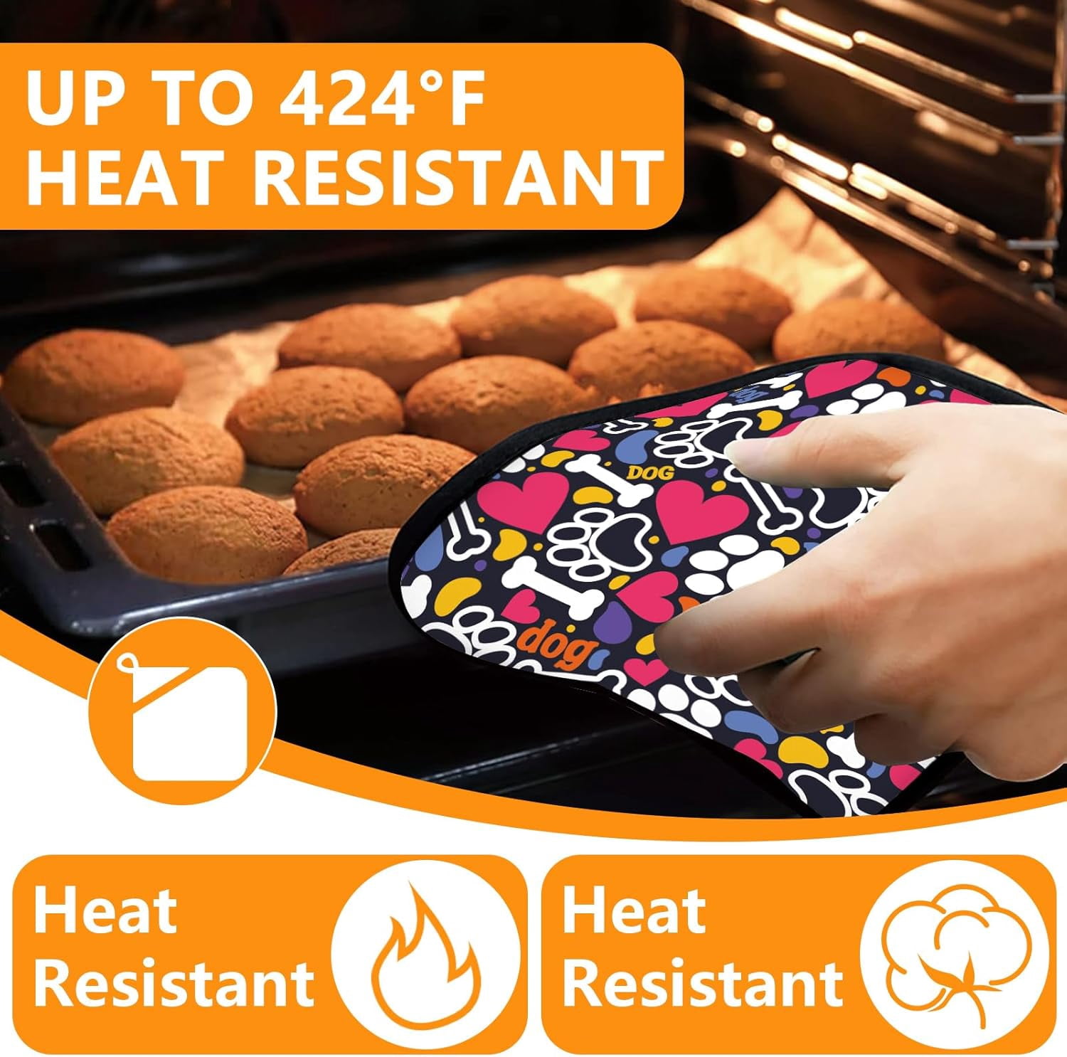 Sunflower Highland Cow Oven Mitts and Pot Holders Sets 4Pcs,Extra Long Oven Gloves Potholder for Kitchen Cooking Baking BBQ 100% Cotton Heat Resistant