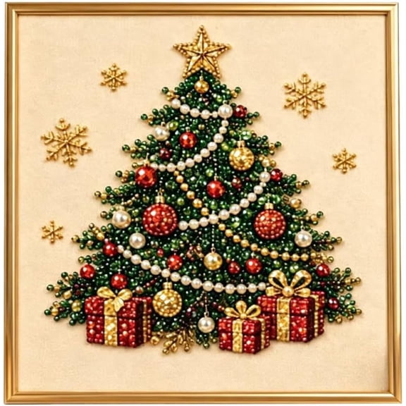 DIY Christmas Pearl Diamond Art Painting Kit,3D Christmas Pearl Beads Art Craft for Adults & Beginners, Handmade Home Decoration Gift(Style-D)