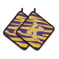 thumbnail image 6 of Letter H Monogram - Tiger Stripe - Purple Gold Pair of Pot Holders, 6 of 7