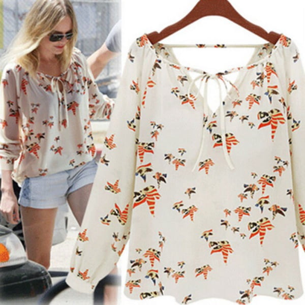 Women V Neck Long Sleeve Loose Tops 