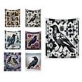 thumbnail image 3 of Mystical Black Bird Patchwork Throw Blanket Soft Flannel Plush Bed Couch Decor With Geometric Raven Pattern 39.4x59.1 Inch, 3 of 3