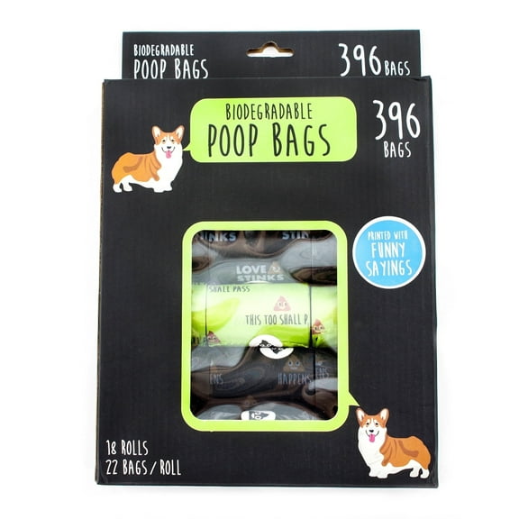 Precious Tails Novelty Dog Poop Bags – Humorous Pet Waste Bag Refills (396 Count)