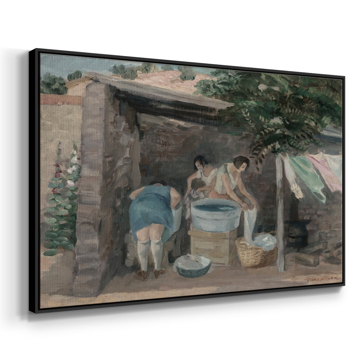 Vintage Landscape-CCCLIX By Wexford Home Framed in Black Wood Gallery Wrapped Canvas 25 in. x 37 in.