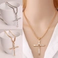 thumbnail image 3 of Collier Pendentif Croix Classique Hommes Cristal Strass Collier Bijoux, 3 of 8