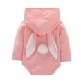 thumbnail image 4 of Bagilaanoe Newborn Baby Girl Easter Rompers Rabbit Long Sleeve Hoodie Bodysuit 6M 12M 18M 24M Infant One Piece Jumpsuit, 4 of 8