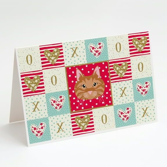 Kurilian Bobtail Cat Love Greeting Cards and Envelopes Pack of 8