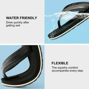 Harvest Land Comfortable Flip Flops for Men Arch Support Thong Sandals Non Slip Summer Beach Shoes Black Size 8 Males